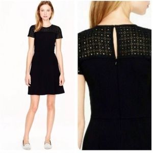 J. Crew Eyelet Lace-Yoked Fit & Flare Dress